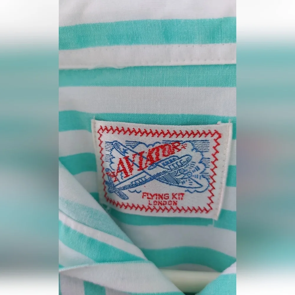 Mens Vintage Striped shirt Aviator Flying Kit London Size M - Picture 2 of 7